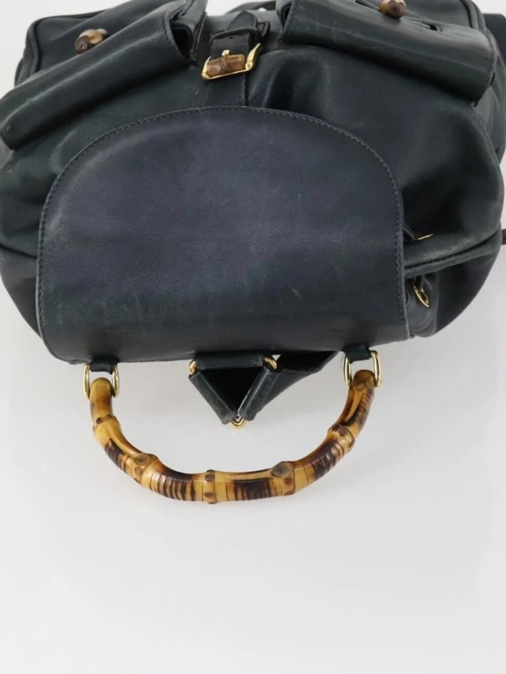 GUCCI Bamboo Backpack Leather Black Gold 003 2058 0016 Auth 156418 - Picture 7 of 16